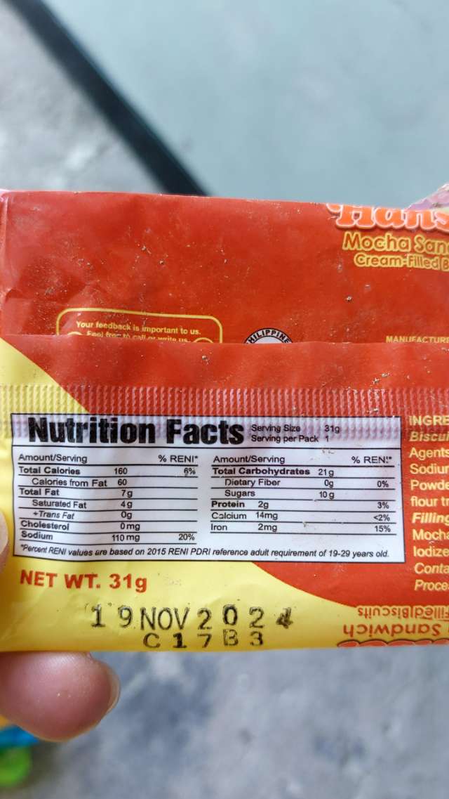Nutrition label
