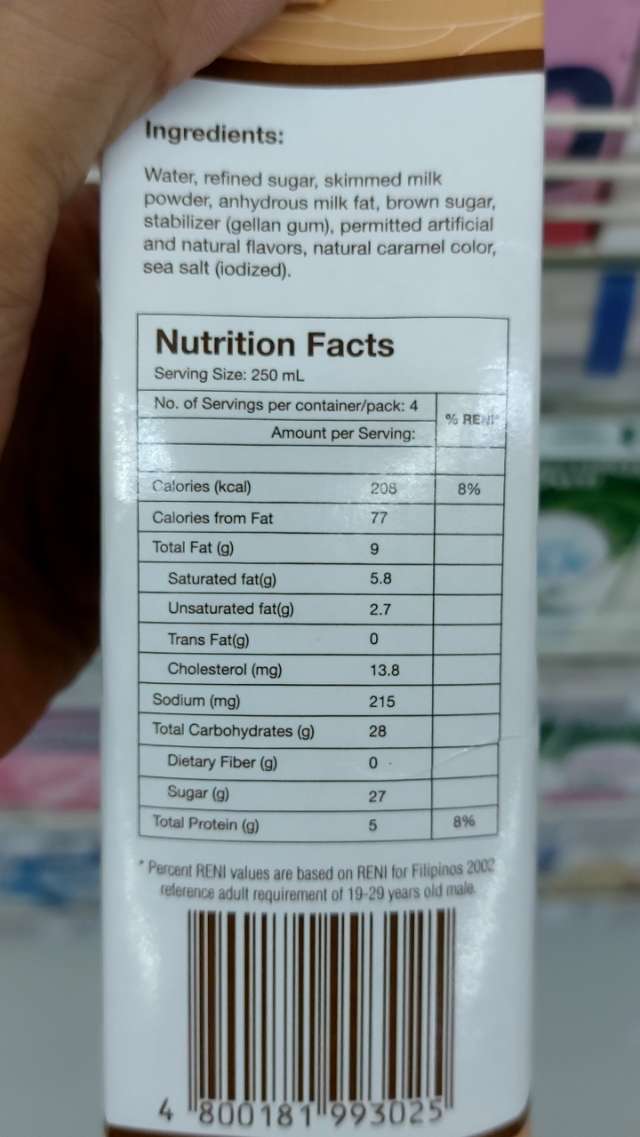 Nutrition label