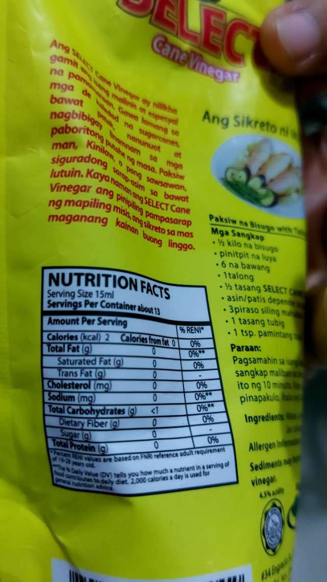 Nutrition label