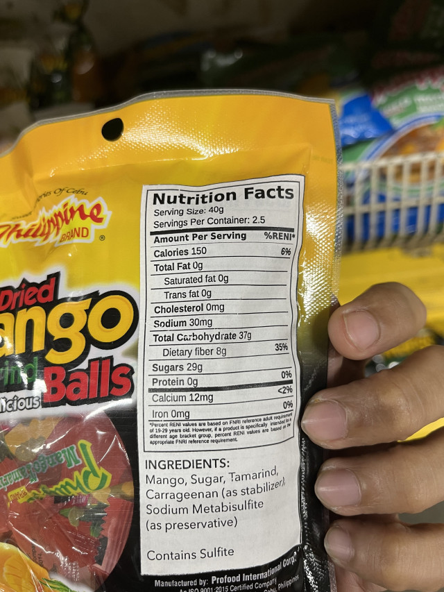 Nutrition label