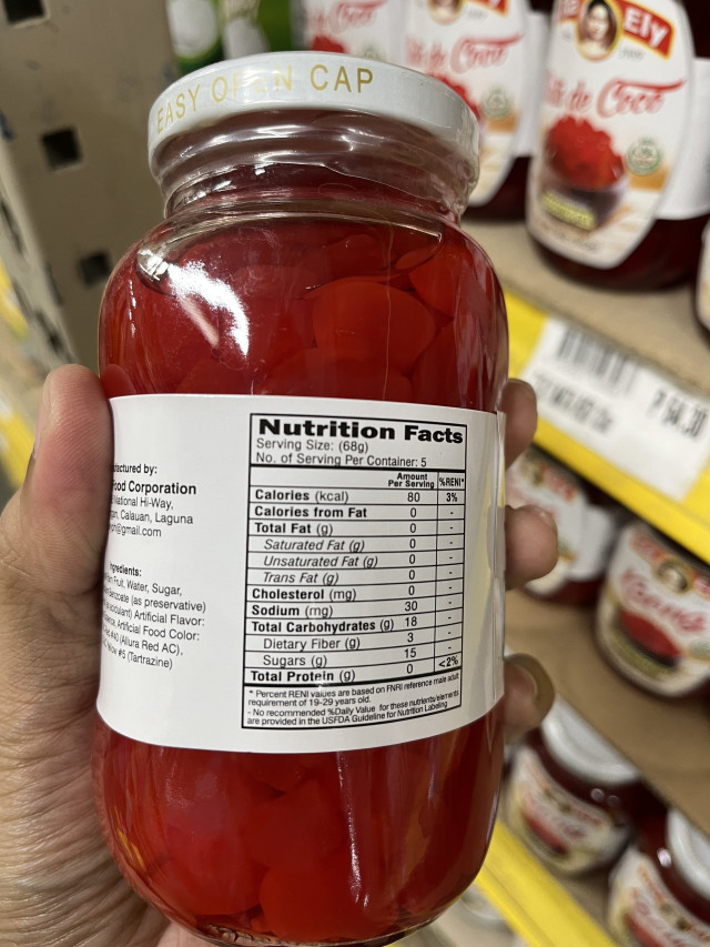 Nutrition label