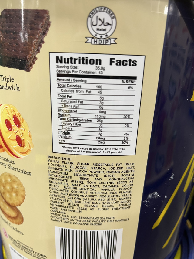Nutrition label