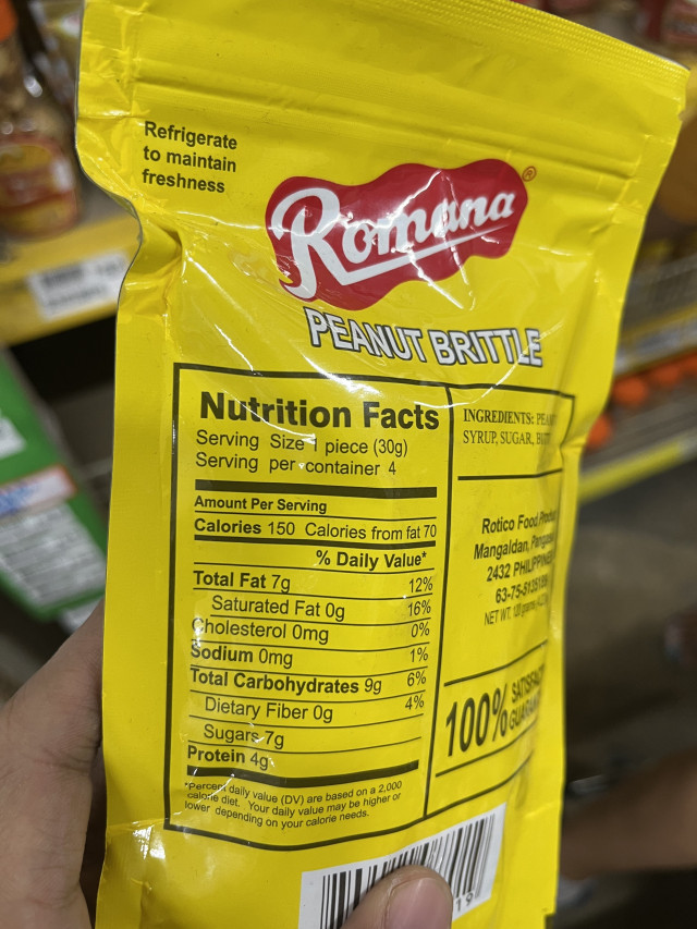 Nutrition label