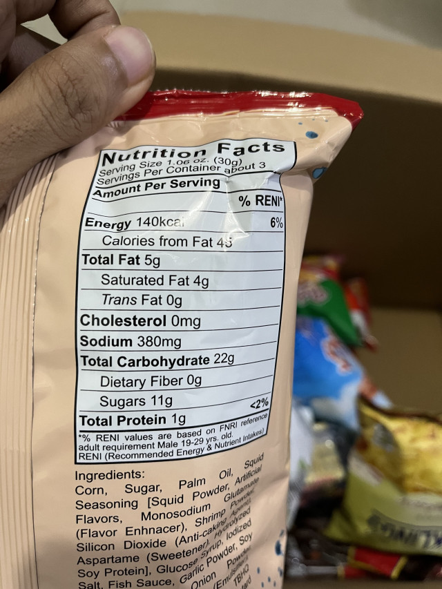 Nutrition label