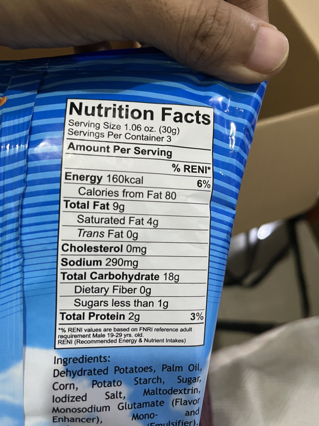 Nutrition label