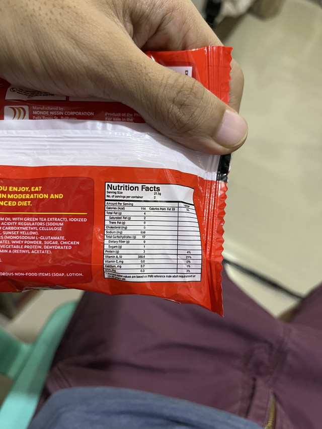 Nutrition label