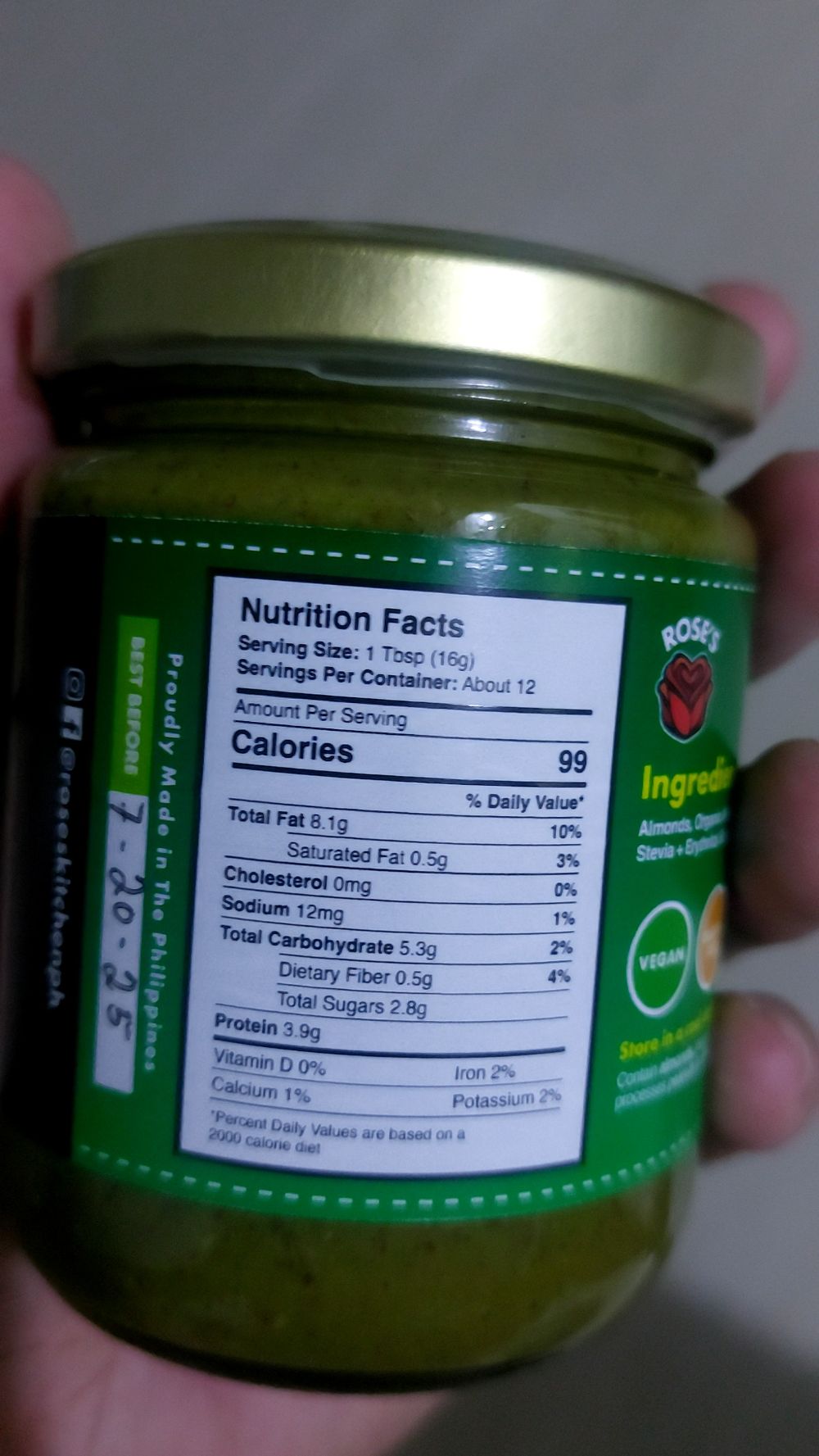 Nutrition label