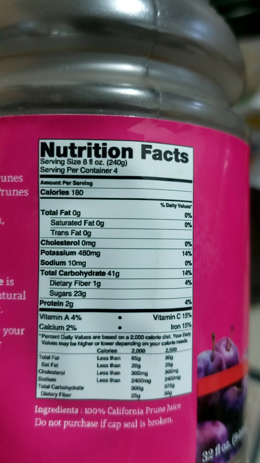 Nutrition label