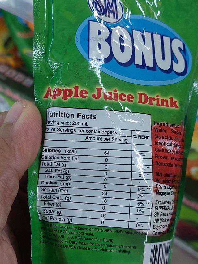 Nutrition label