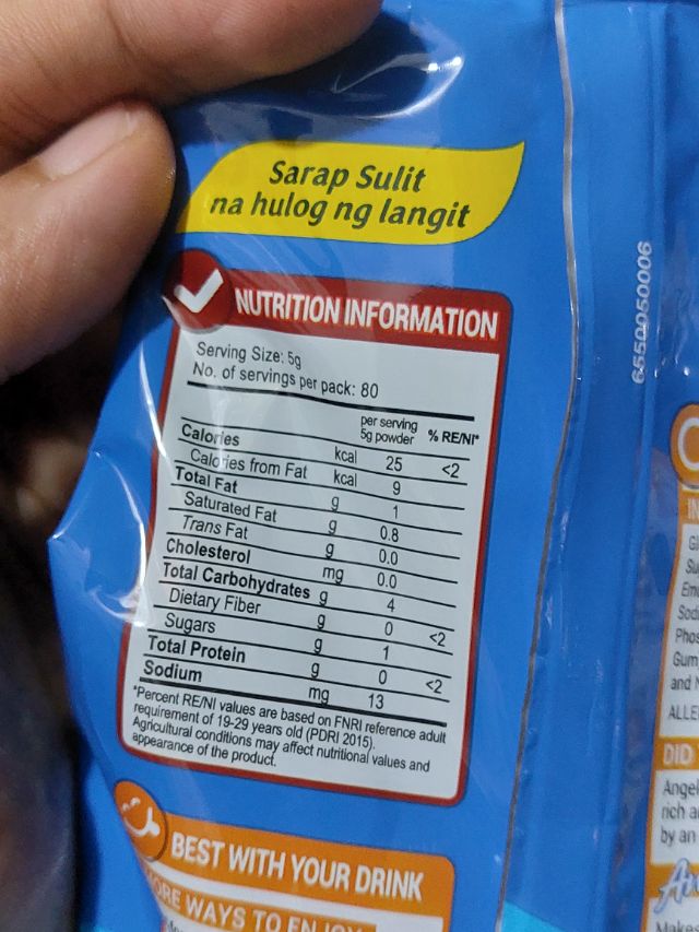 Nutrition label