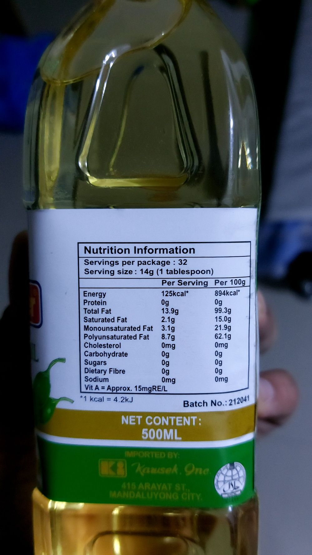 Nutrition label