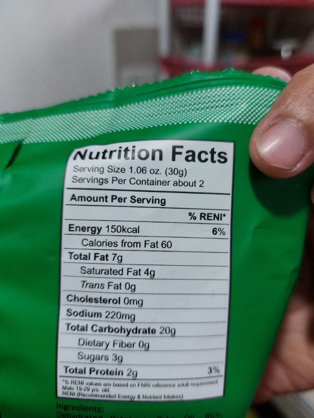 Nutrition label