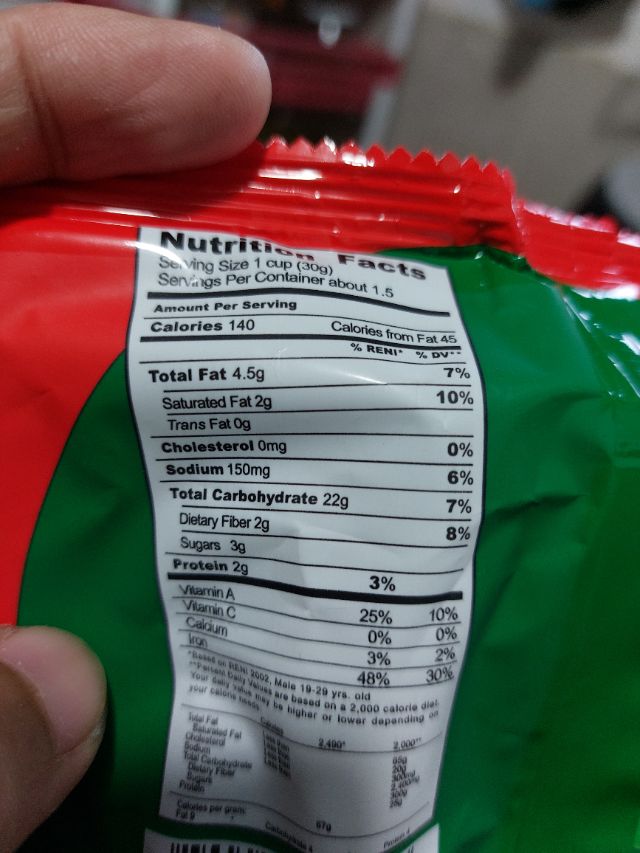 Nutrition label