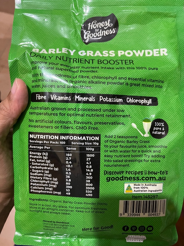 Nutrition label