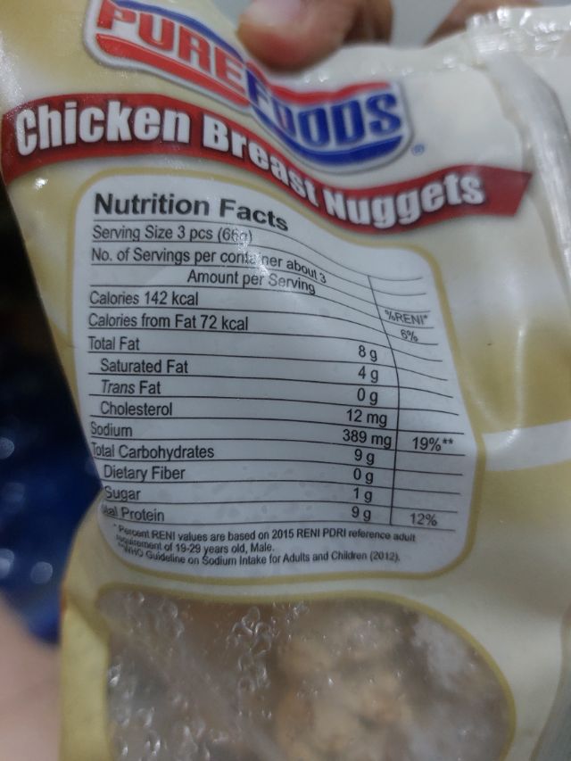Nutrition label