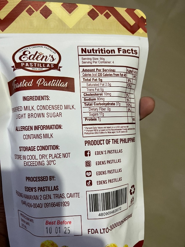 Nutrition label