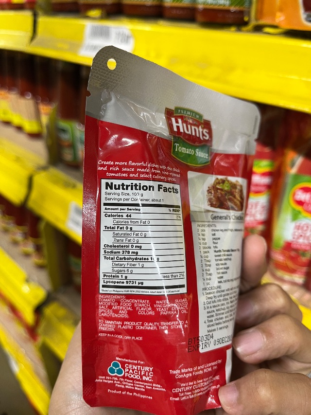 Nutrition label