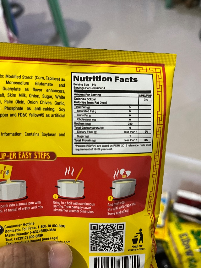Nutrition label