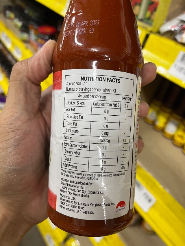 Nutrition label