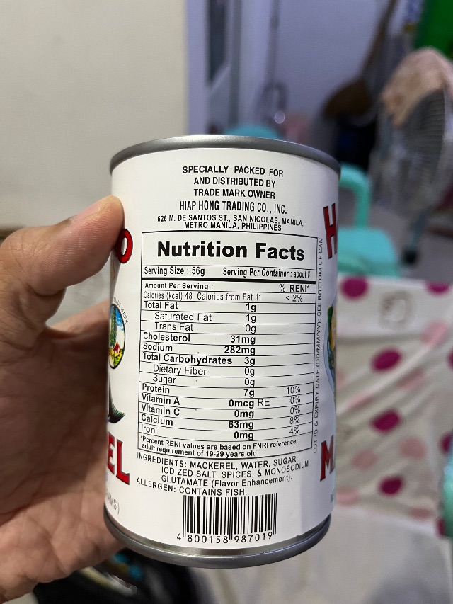 Nutrition label