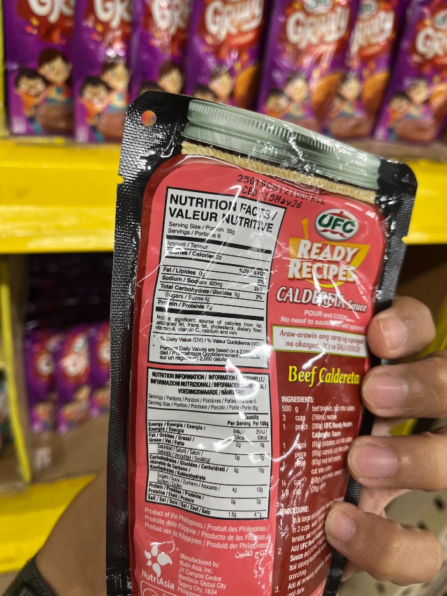Nutrition label