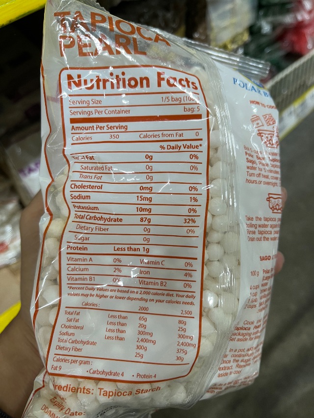 Nutrition label