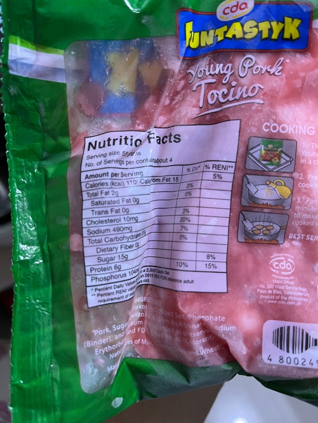 Nutrition label