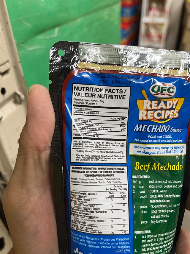 Nutrition label