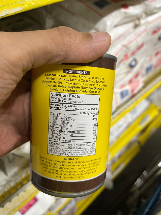Nutrition label