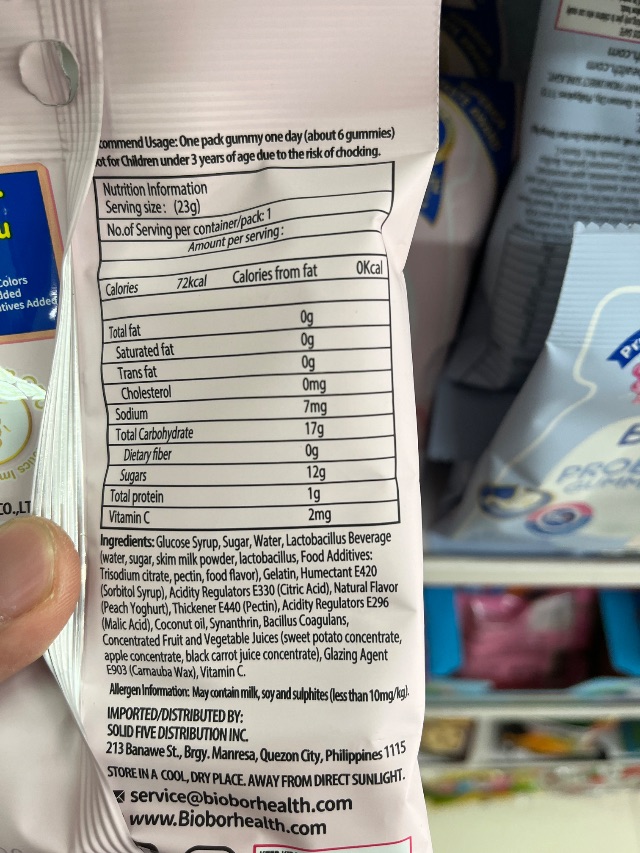 Nutrition label