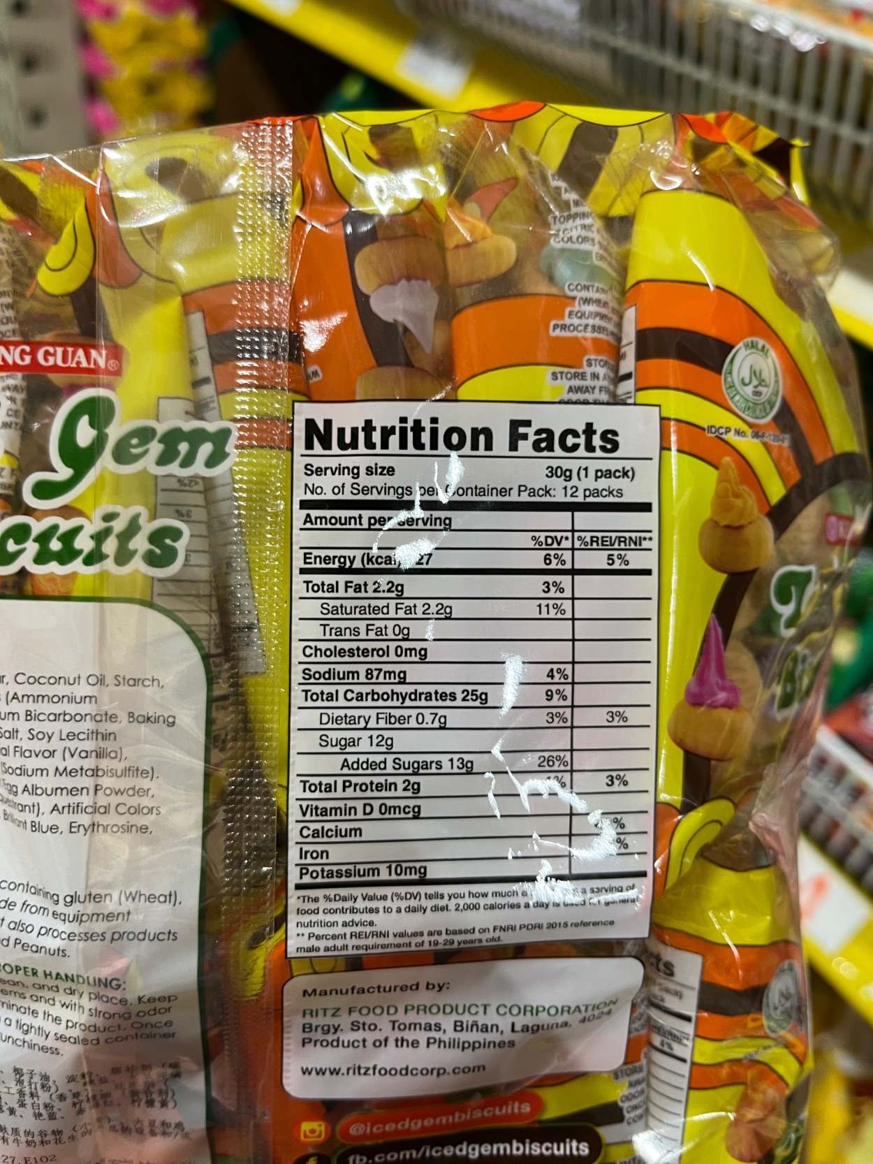 Nutrition label