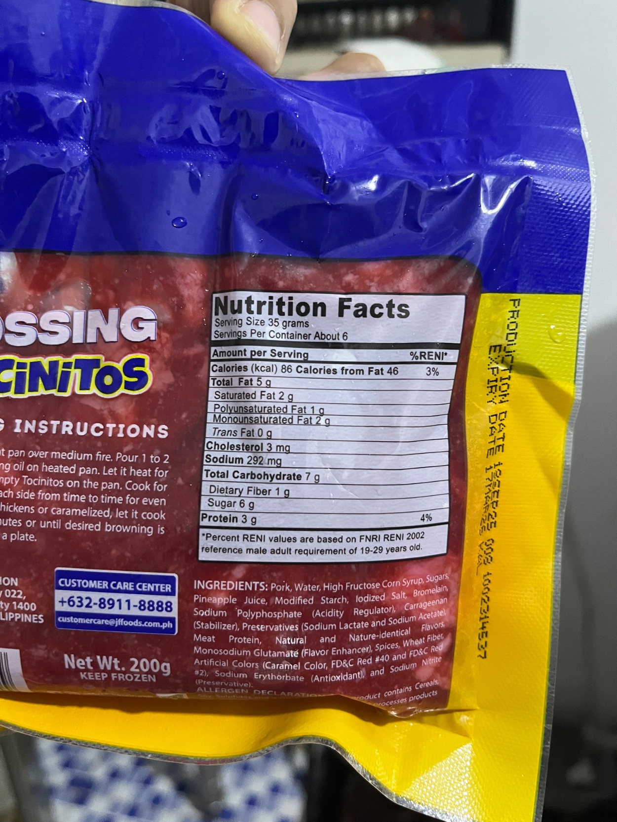 Nutrition label