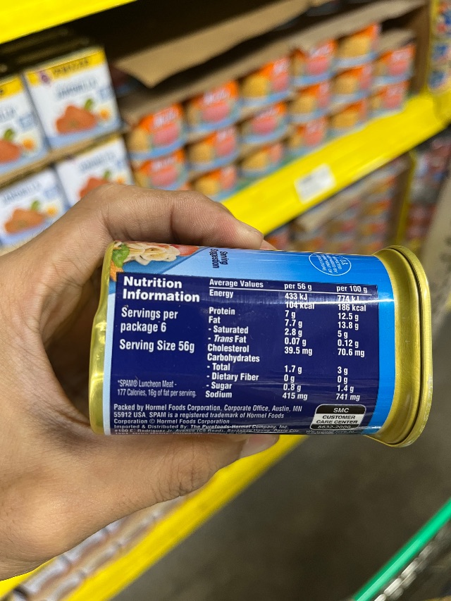 Nutrition label