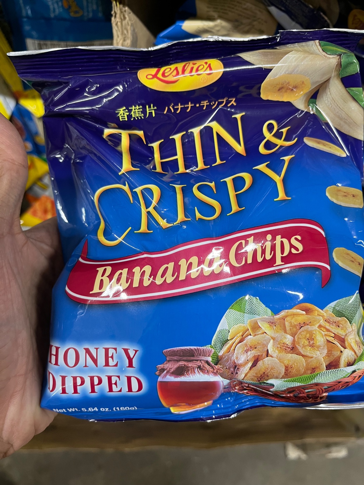 leslie's thin & crispy banana chips honey dipped