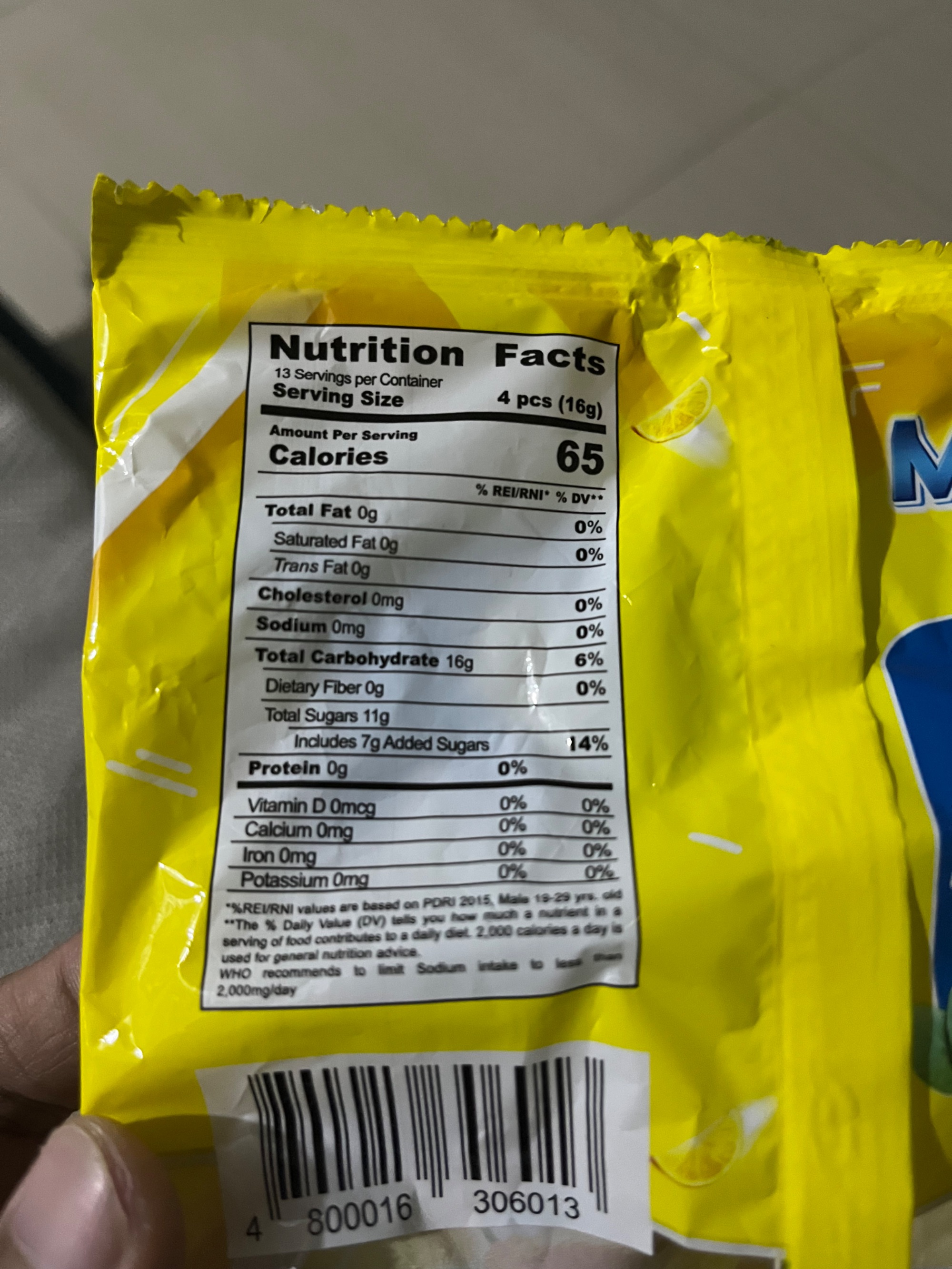 Nutrition label
