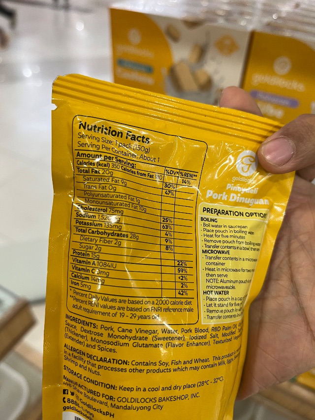 Nutrition label