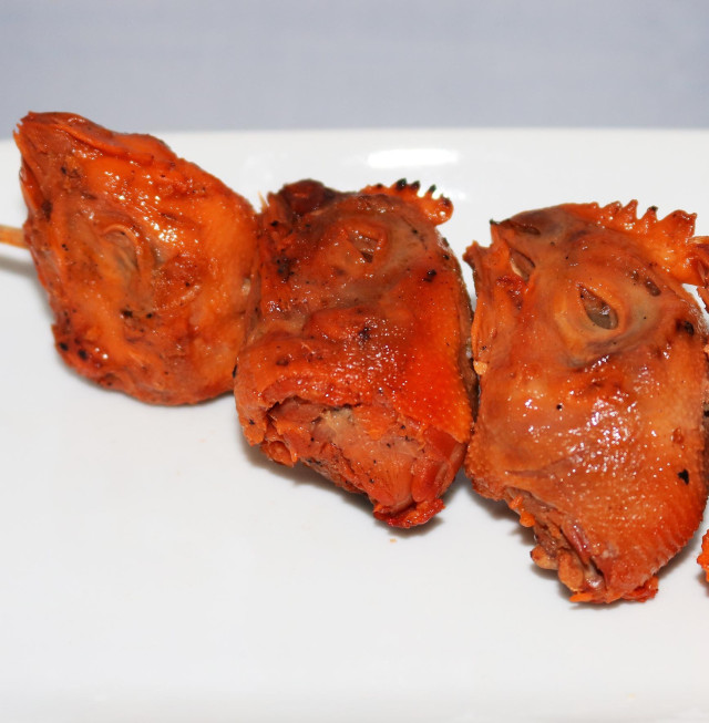 Chicken head, bbq