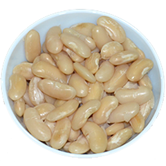 Kidney bean seed, white, dried, boiled