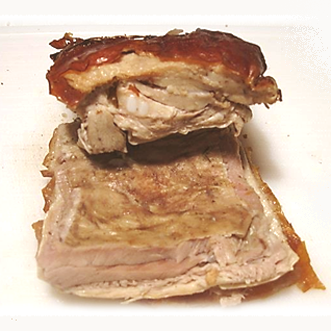 Pork belly, seasoned, roasted