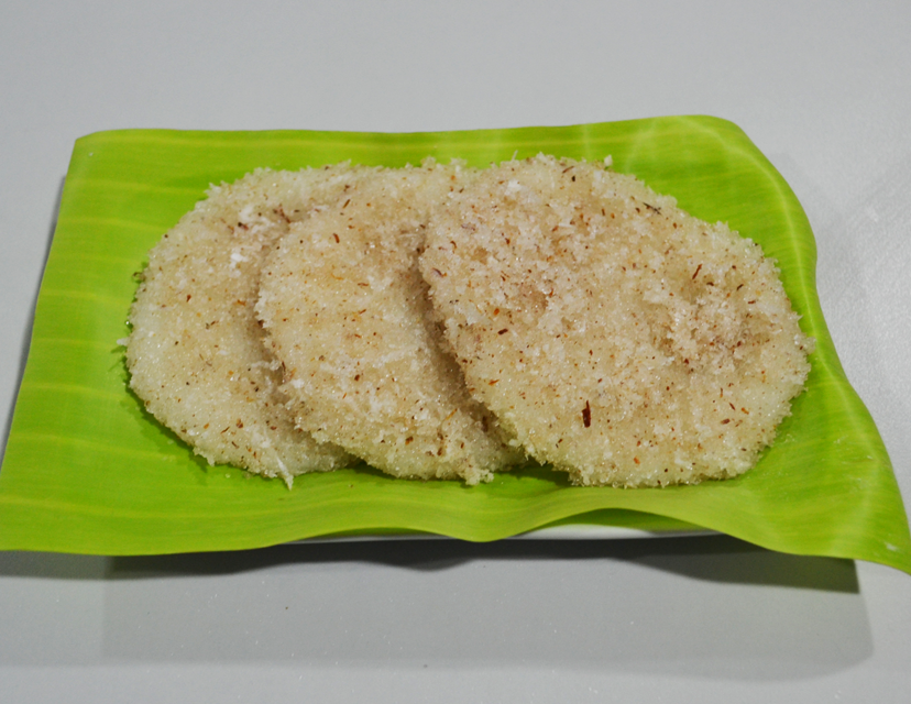 Rice prep (glutinous), palitaw, w/ grtd coconut & sugar