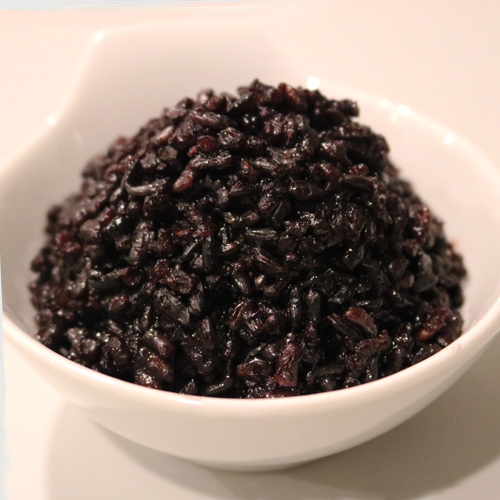 Rice, undermilled, glutinous, purple, boiled