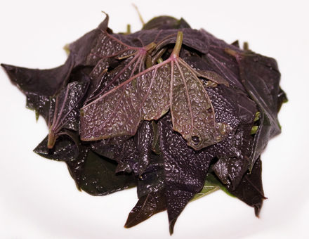 Sweet potato lvs, purple, boiled