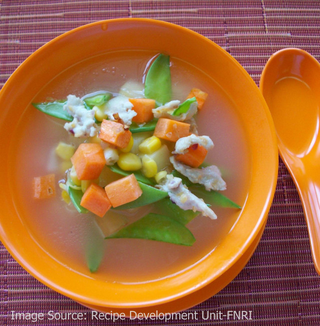 Vegetable soup, prep, w/ yacon